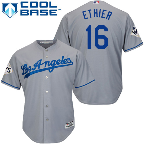Dodgers #16 Andre Ethier Grey New Cool Base World Series Bound Stitched MLB Jersey